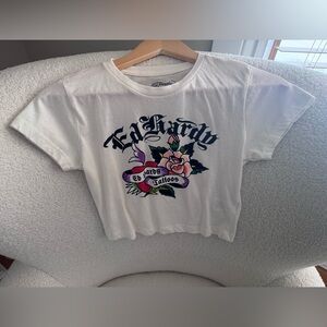 Ed Hardy Woman’s White Graphic T-Shirt